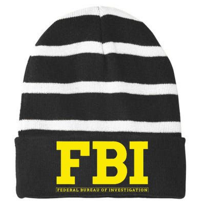 Fbi Federal Office For Investigation Officers Striped Beanie with Solid Band