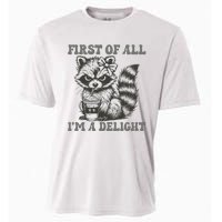 Funny First Of All I Am A Delight Sarcastic Angry Opossum Cooling Performance Crew T-Shirt