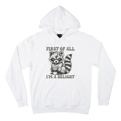 Funny First Of All I Am A Delight Sarcastic Angry Opossum Hoodie