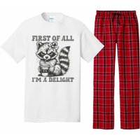 Funny First Of All I Am A Delight Sarcastic Angry Opossum Pajama Set