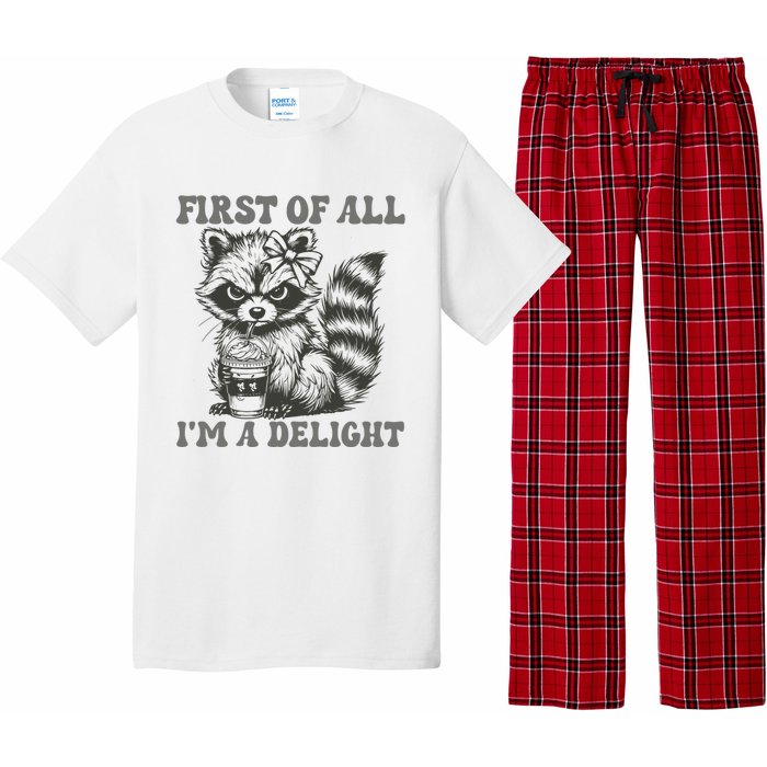 Funny First Of All I Am A Delight Sarcastic Angry Opossum Pajama Set