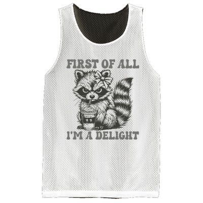 Funny First Of All I Am A Delight Sarcastic Angry Opossum Mesh Reversible Basketball Jersey Tank