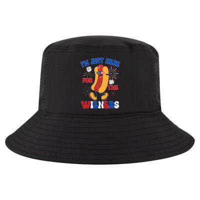 Funny Fouth Of July IM Just Here For The Wieners Hotdog Lover Cool Comfort Performance Bucket Hat