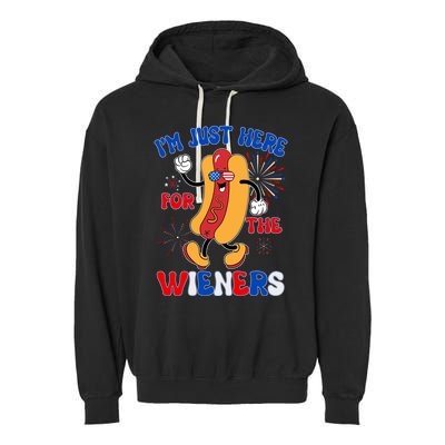 Funny Fouth Of July IM Just Here For The Wieners Hotdog Lover Garment-Dyed Fleece Hoodie