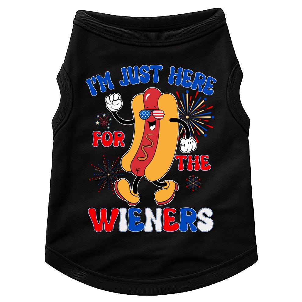 Funny Fouth Of July IM Just Here For The Wieners Hotdog Lover Doggie Tank