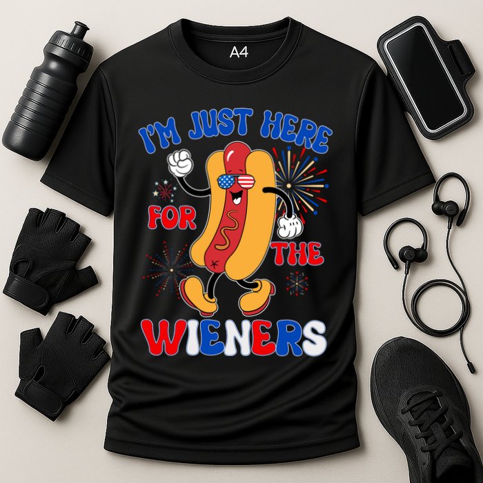 Funny Fouth Of July IM Just Here For The Wieners Hotdog Lover Performance Shirt