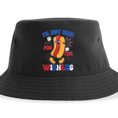 Funny Fouth Of July IM Just Here For The Wieners Hotdog Lover Sustainable Bucket Hat
