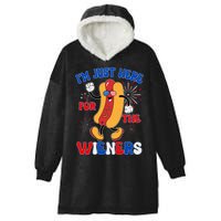 Funny Fouth Of July IM Just Here For The Wieners Hotdog Lover Hooded Wearable Blanket