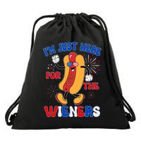 Funny Fouth Of July IM Just Here For The Wieners Hotdog Lover Drawstring Bag