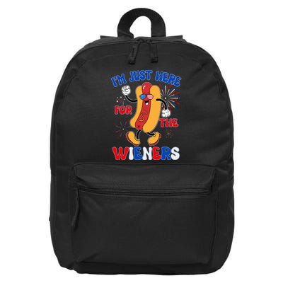 Funny Fouth Of July IM Just Here For The Wieners Hotdog Lover 16 in Basic Backpack