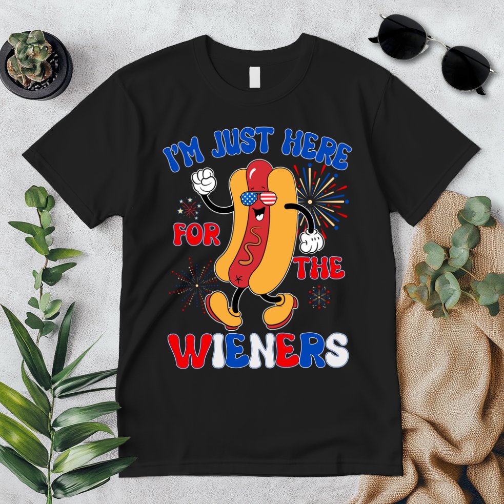 Funny Fouth Of July IM Just Here For The Wieners Hotdog Lover Premium T-Shirt