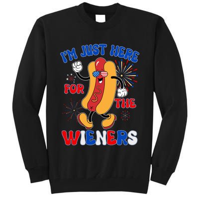Funny Fouth Of July IM Just Here For The Wieners Hotdog Lover Tall Sweatshirt
