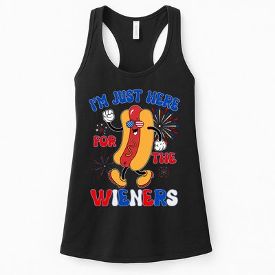 Funny Fouth Of July IM Just Here For The Wieners Hotdog Lover Womens Tank Top