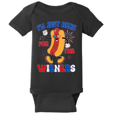 Funny Fouth Of July IM Just Here For The Wieners Hotdog Lover Baby Bodysuit