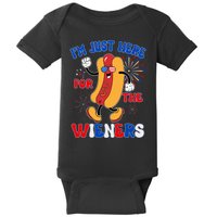 Funny Fouth Of July IM Just Here For The Wieners Hotdog Lover Baby Bodysuit