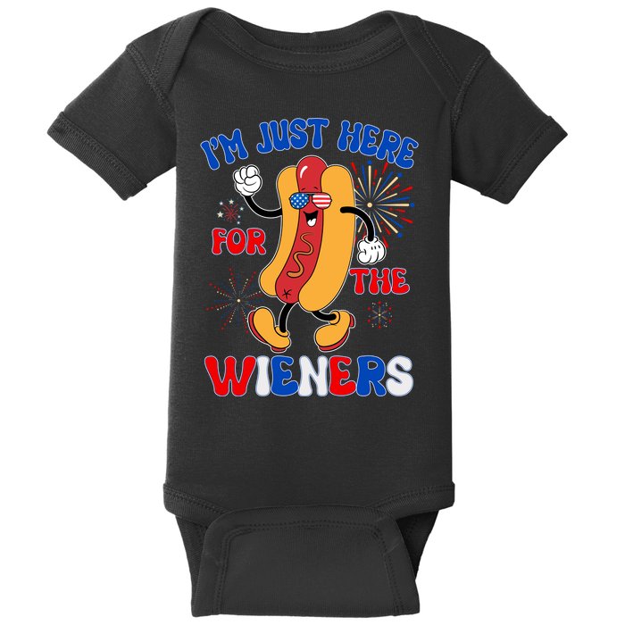 Funny Fouth Of July IM Just Here For The Wieners Hotdog Lover Baby Bodysuit