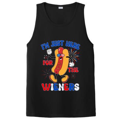 Funny Fouth Of July IM Just Here For The Wieners Hotdog Lover PosiCharge Competitor Tank