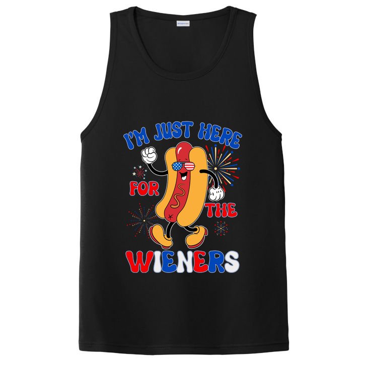 Funny Fouth Of July IM Just Here For The Wieners Hotdog Lover PosiCharge Competitor Tank
