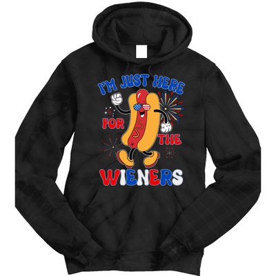 Funny Fouth Of July IM Just Here For The Wieners Hotdog Lover Tie Dye Hoodie