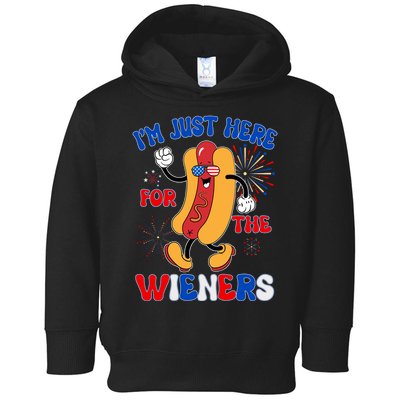 Funny Fouth Of July IM Just Here For The Wieners Hotdog Lover Toddler Hoodie