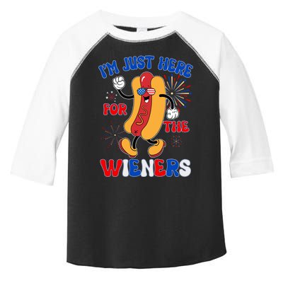 Funny Fouth Of July IM Just Here For The Wieners Hotdog Lover Toddler Fine Jersey T-Shirt