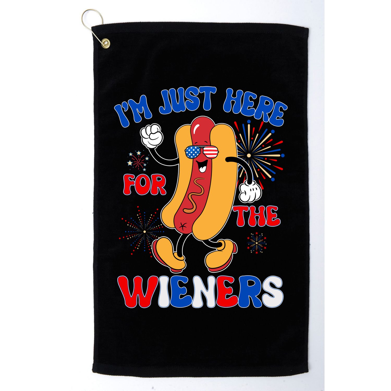 Funny Fouth Of July IM Just Here For The Wieners Hotdog Lover Golf Towel