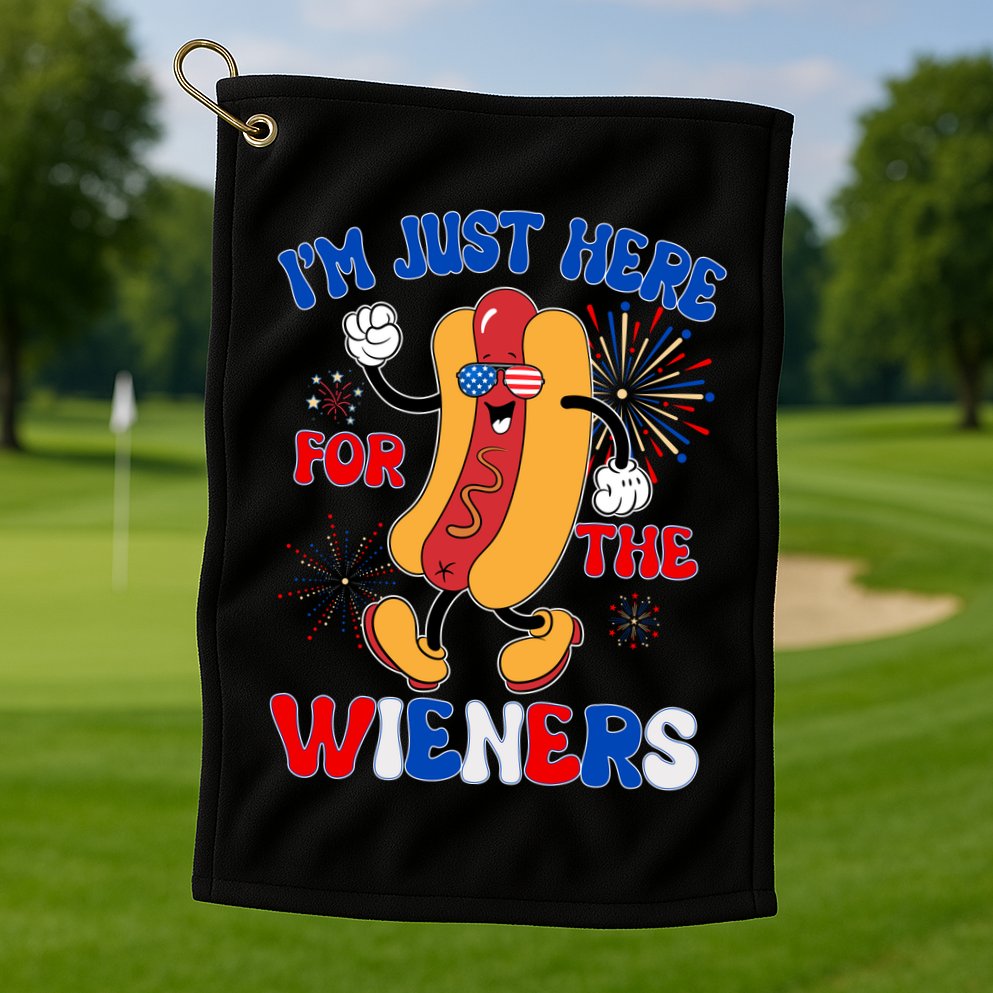 Funny Fouth Of July IM Just Here For The Wieners Hotdog Lover Golf Towel