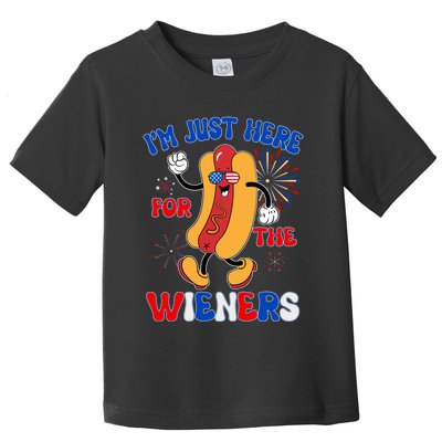 Funny Fouth Of July IM Just Here For The Wieners Hotdog Lover Toddler T-Shirt