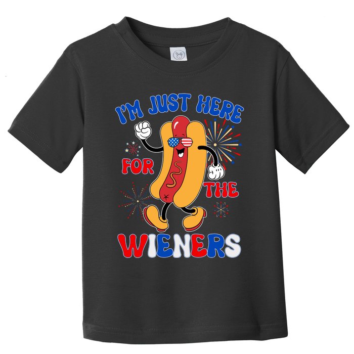 Funny Fouth Of July IM Just Here For The Wieners Hotdog Lover Toddler T-Shirt