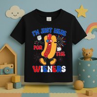 Funny Fouth Of July IM Just Here For The Wieners Hotdog Lover Toddler T-Shirt