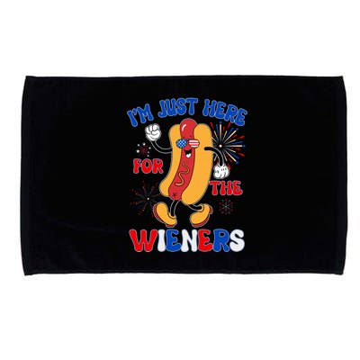 Funny Fouth Of July IM Just Here For The Wieners Hotdog Lover Microfiber Hand Towel