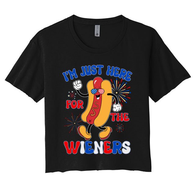 Funny Fouth Of July IM Just Here For The Wieners Hotdog Lover Crop Top