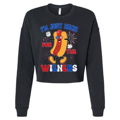 Funny Fouth Of July IM Just Here For The Wieners Hotdog Lover Cropped Pullover Crew
