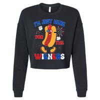 Funny Fouth Of July IM Just Here For The Wieners Hotdog Lover Cropped Pullover Crew