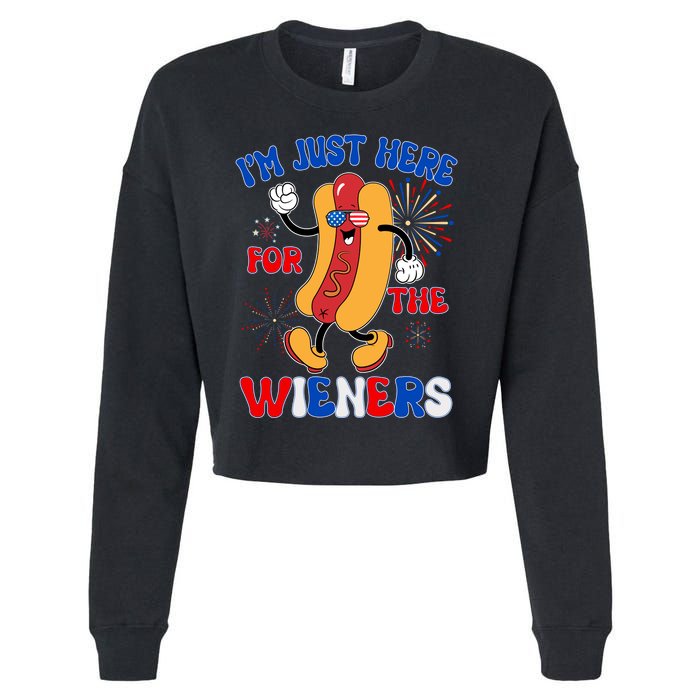 Funny Fouth Of July IM Just Here For The Wieners Hotdog Lover Cropped Pullover Crew