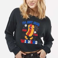 Funny Fouth Of July IM Just Here For The Wieners Hotdog Lover Cropped Pullover Crew