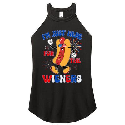 Funny Fouth Of July IM Just Here For The Wieners Hotdog Lover Women's Perfect Tri Rocker Tank