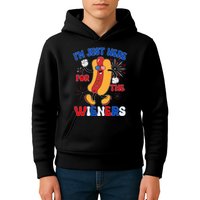Funny Fouth Of July IM Just Here For The Wieners Hotdog Lover Kids Hoodie