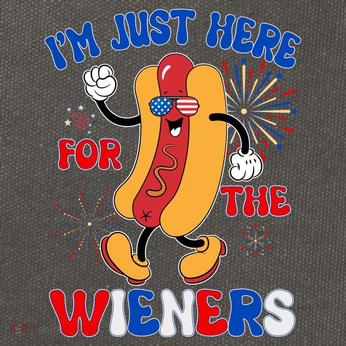 Funny Fouth Of July IM Just Here For The Wieners Hotdog Lover Cotton Canvas Backpack