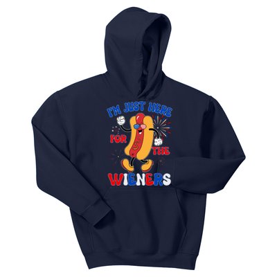 Funny Fouth Of July IM Just Here For The Wieners Hotdog Lover Kids Hoodie