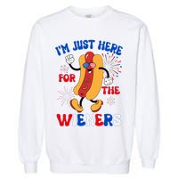 Funny Fouth Of July IM Just Here For The Wieners Hotdog Lover Garment-Dyed Sweatshirt