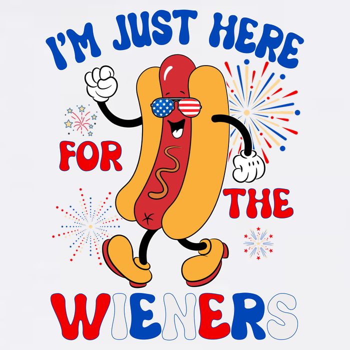 Funny Fouth Of July IM Just Here For The Wieners Hotdog Lover Garment-Dyed Sweatshirt