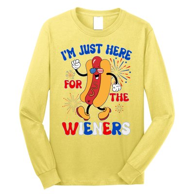 Funny Fouth Of July IM Just Here For The Wieners Hotdog Lover Long Sleeve Shirt