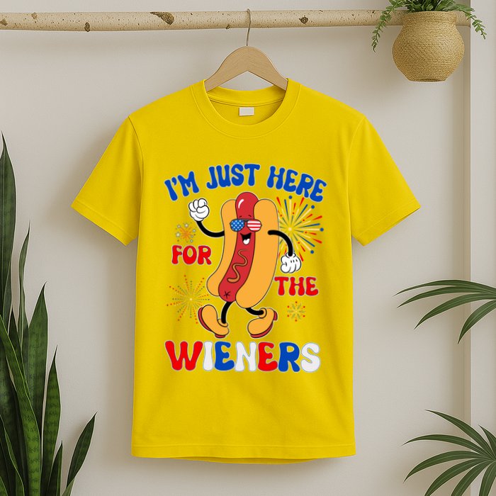 Funny Fouth Of July IM Just Here For The Wieners Hotdog Lover T-Shirt