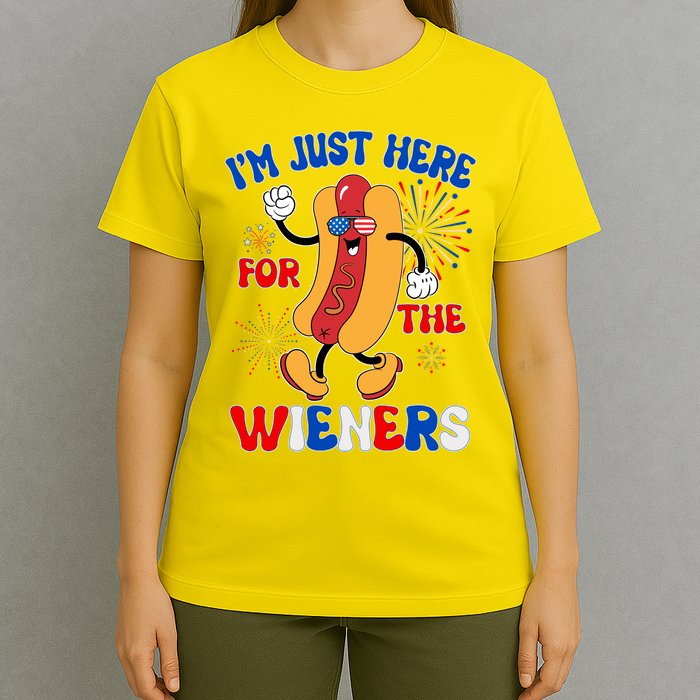 Funny Fouth Of July IM Just Here For The Wieners Hotdog Lover T-Shirt