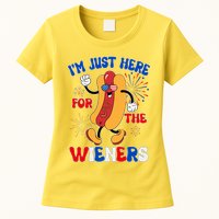 Funny Fouth Of July IM Just Here For The Wieners Hotdog Lover Womens T-Shirt