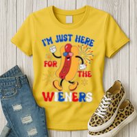 Funny Fouth Of July IM Just Here For The Wieners Hotdog Lover Womens T-Shirt