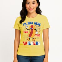 Funny Fouth Of July IM Just Here For The Wieners Hotdog Lover Womens T-Shirt