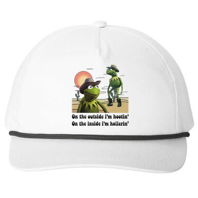 Funny Frog Outside IM Hootin Inside IM Hollerin Women Snapback Five-Panel Rope Hat