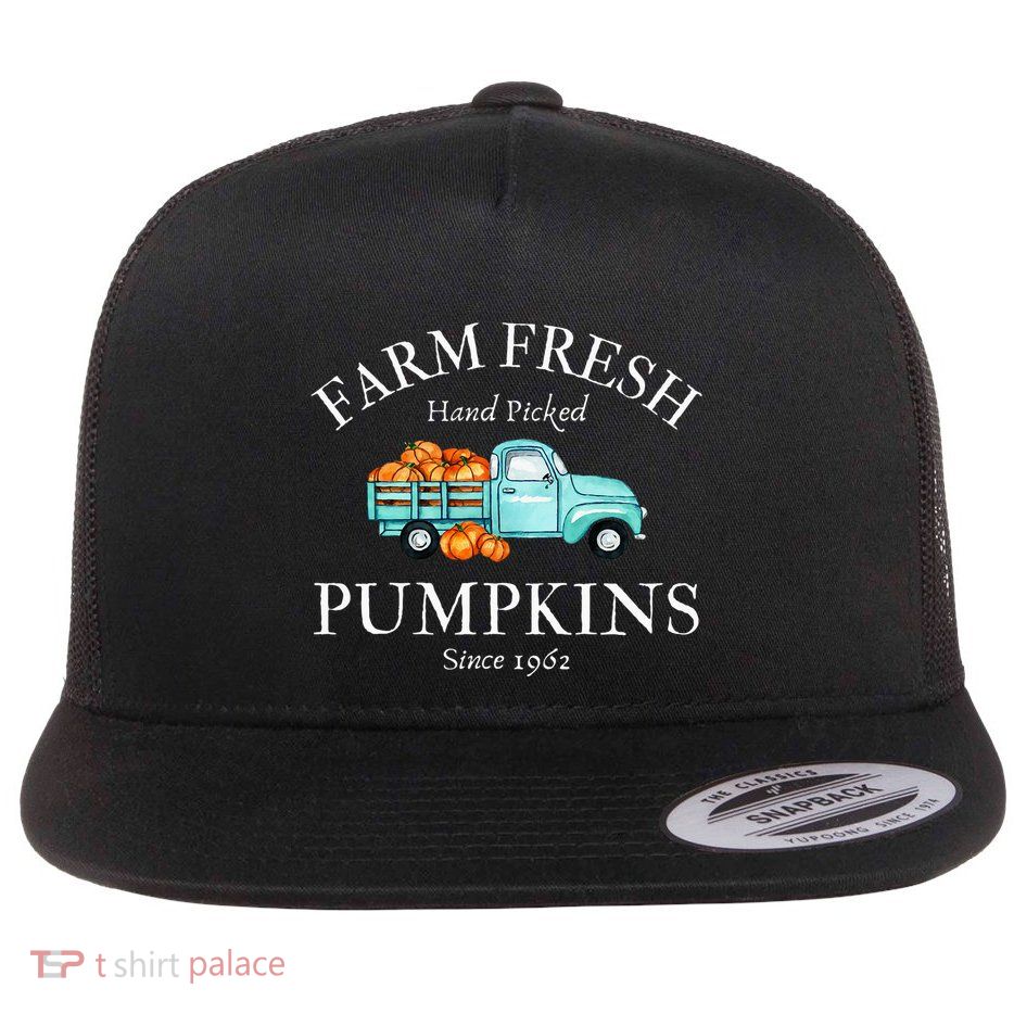 Farm Fresh Pumpkins Flat Bill Trucker Hat